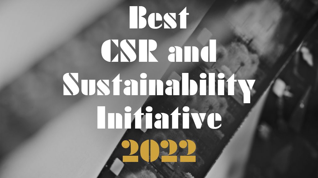 Best CSR and Sustainability Initiative 2022 category for the AMBA & BGA Excellence Awards - BGA Student of the Year Awards 2022 black and white vintage theme image of a film strip.