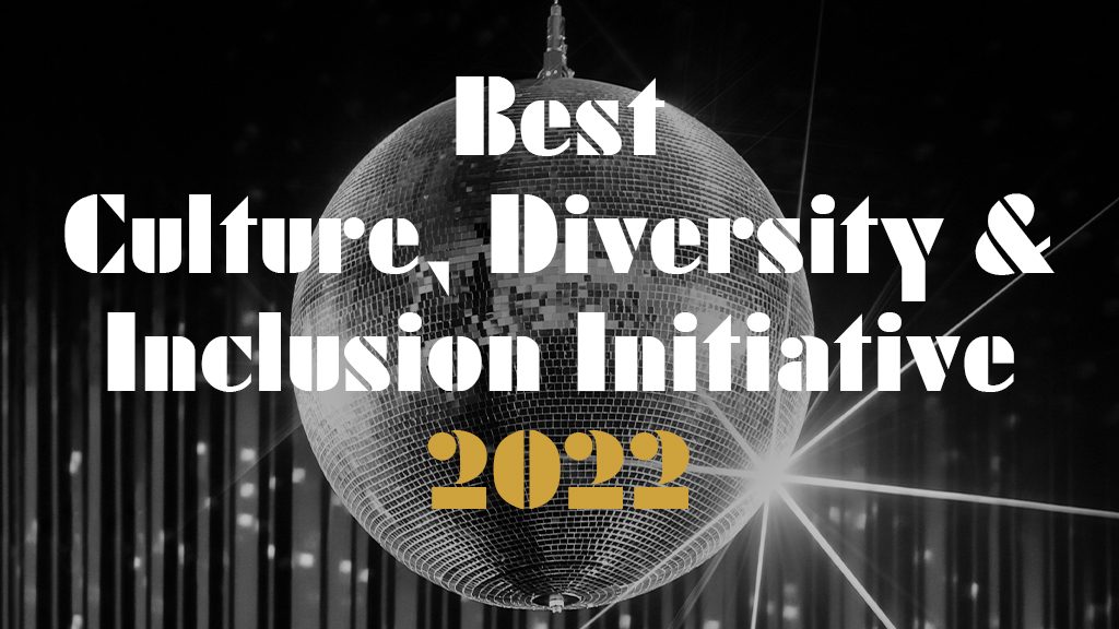 Best Culture, Diversity and Inclusion Initiative 2022 category for the AMBA & BGA Excellence Awards - BGA Student of the Year Awards 2022 black and white vintage theme image of a disco ball.
