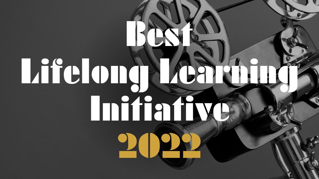 Best Lifelong Learning Initiative 2022 category for the AMBA & BGA Excellence Awards - BGA Student of the Year Awards 2022 black and white vintage theme image of an old film camera.