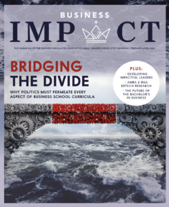 Front cover of Business Impact Magazine; bridging the divide.