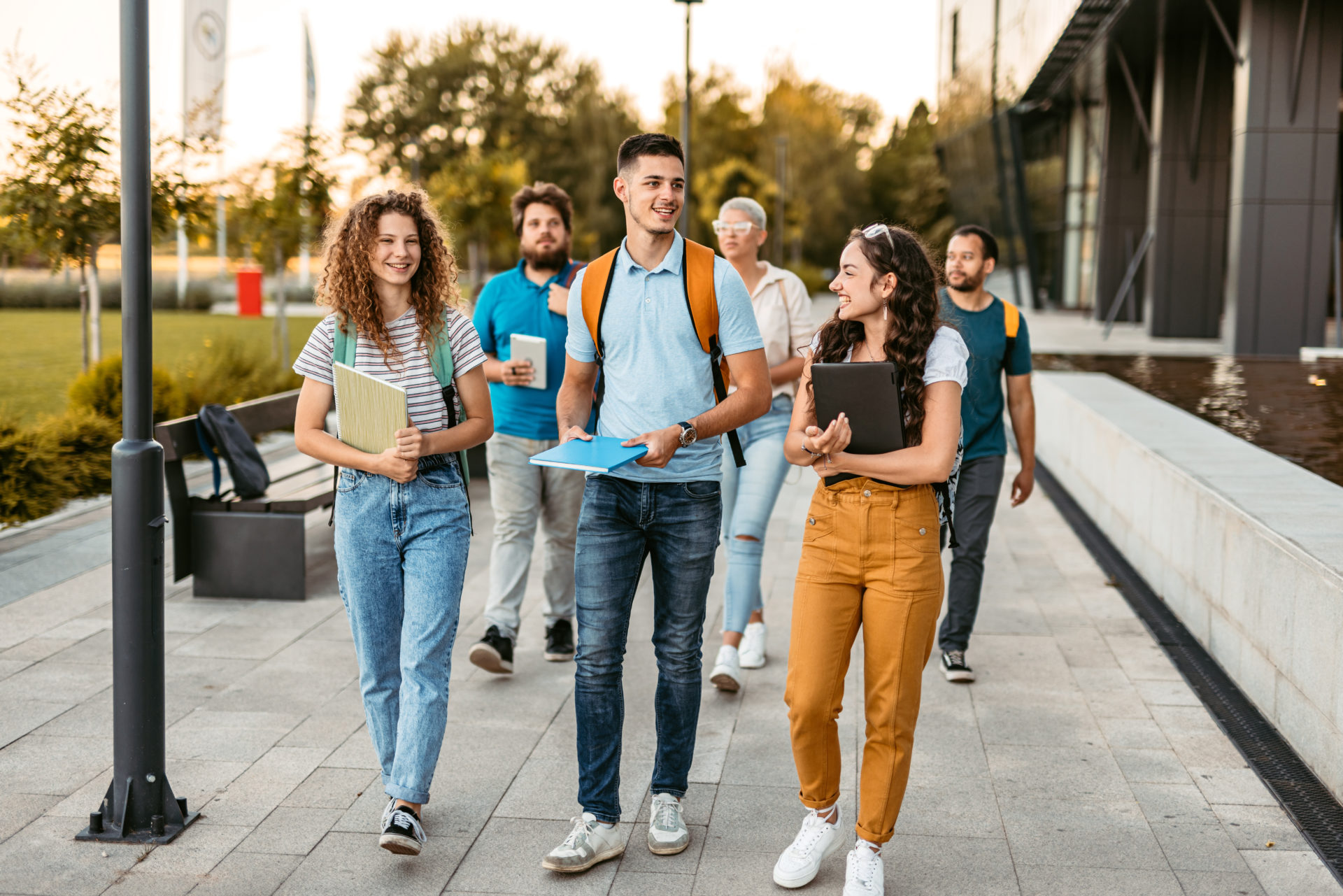 Students Walking On The University Campus