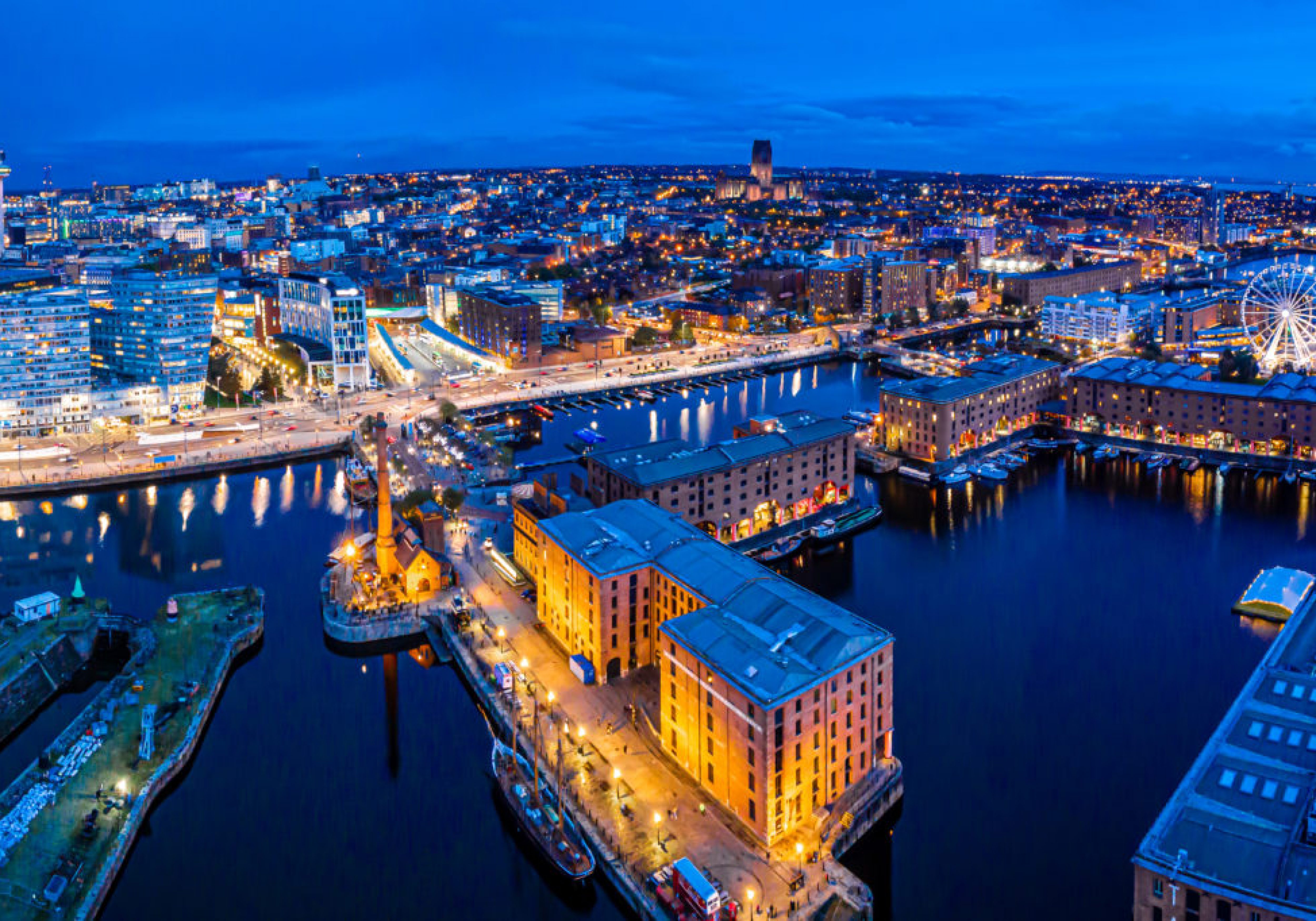 Aerial view of Royal Albert Dock in Liverpool, England